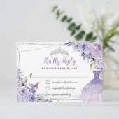 パープル薄紫フローラシルバーキンセアニラドレスガウン 出欠カード (スタンド正面)