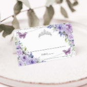 パープル薄紫フローラシルバーキンセアニラ16誕生日 プレイスカード