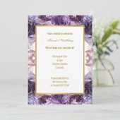 パープル薄紫フローラスタイル誕生日すべて 招待状 (スタンド正面)