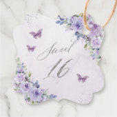 パープル薄紫フローラバタフライシルバーSweet sixteen フェイバータグ (裏面)
