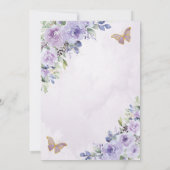 パープル薄紫フローラバタフライ誕生日退職 招待状 (裏面)