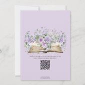 パープル薄紫フローラブックニューチャプタブライダルシャワー 招待状 (裏面)