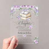 パープル薄紫フローラブックニューチャプター赤ちゃんシャワー アクリル招待状 (インサイチュ (ポータブル))