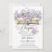 パープル薄紫フローラブック次の章ブライダル 招待状 (正面)