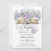 パープル薄紫フローラブック次の章ブライダル 招待状 (正面)