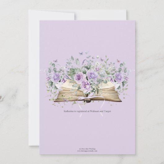 パープル薄紫フローラブック次の章ブライダル 招待状 (裏面)