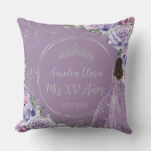 パープル薄紫フローラプリンセスキンセアニラキープサケ クッション (正面)
