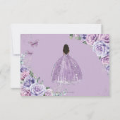 パープル薄紫フローラプリンセスキンセアニラ応答 出欠カード (裏面)