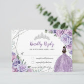 パープル薄紫フローラプリンセスキンセアニラ応答 出欠カード (スタンド正面)