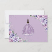 パープル薄紫フローラプリンセスキンセアニラ応答 出欠カード (裏面)