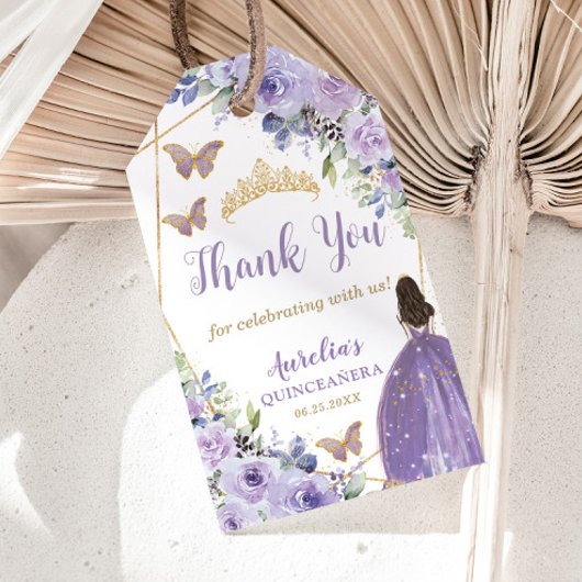 パープル薄紫フローラプリンセスバタフライキンセアニラ ギフトタグ