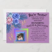 パープル薄紫フローラボホモダントレンディー招待状 招待状 (正面)