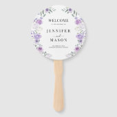 パープル薄紫フローラリース結婚式 プログラム ハンドファン (正面)