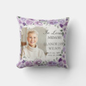 パープル薄紫フローラ写真葬儀記念 クッション (正面)