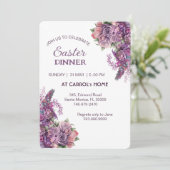 パープル薄紫フローラ素朴バライースターディナーパーティー 招待状 (スタンド正面)