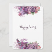 パープル薄紫フローラ素朴バライースターディナーパーティー 招待状 (裏面)