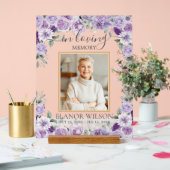 パープル薄紫フローラ葬儀記念写真写真 アクリルサイン (ウェディング)