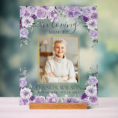 パープル薄紫フローラ葬儀記念写真写真 アクリルサイン (ニュートラル)