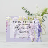 パープル薄紫フローラ藤ブライダルシャワー 招待状 (スタンド正面)