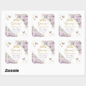 パープル薄紫フローラ蝶キンセアニラ15 16 スクエアシール (シート)