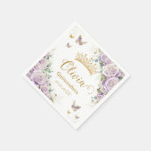 パープル薄紫フローラ蝶キンセアニラ15 16 スタンダードカクテルナプキン (角)