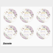 パープル薄紫フローラ蝶キンセアニラ15 16 ラウンドシール (シート)