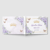 パープル薄紫フローラ蝶金ゴールドキンセアニラ ゲストブック (全面)