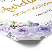 パープル薄紫フローラ金ゴールドキンセアニラウェルカム ポスター (角)