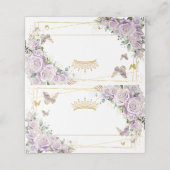 パープル薄紫フローラ金ゴールド蝶キンセアニラ プレイスカード (外部開封)