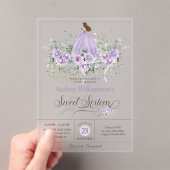 パープル薄紫フローラSweet sixteen16誕生日 アクリル招待状 (インサイチュ (ポータブル))