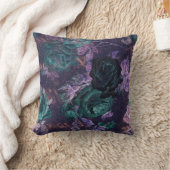 パープル薄紫ブラックバラフローラヴィンテージクッション クッション (ブランケット)