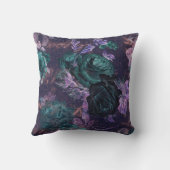 パープル薄紫ブラックバラフローラヴィンテージクッション クッション (裏面)