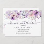 パープル薄紫ブランチと花嫁シャワーフローラ 招待状 (正面/裏面)