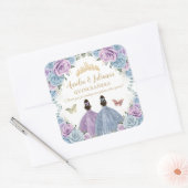 パープル薄紫ベビーブルーフローラツインズキンセアニラ スクエアシール (封筒)