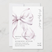 パープル薄紫ボウブライダルシャワー 招待状 (正面)