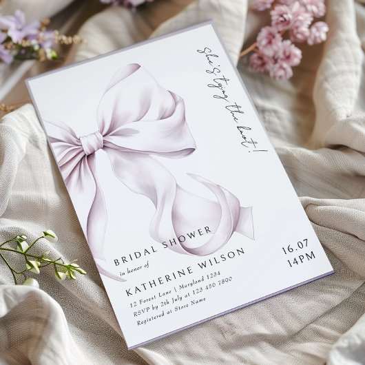 パープル薄紫ボウブライダルシャワー 招待状