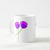 パープル薄紫ポピー花イラストレーション コーヒーマグカップ (正面左)