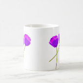 パープル薄紫ポピー花イラストレーション コーヒーマグカップ (中央)