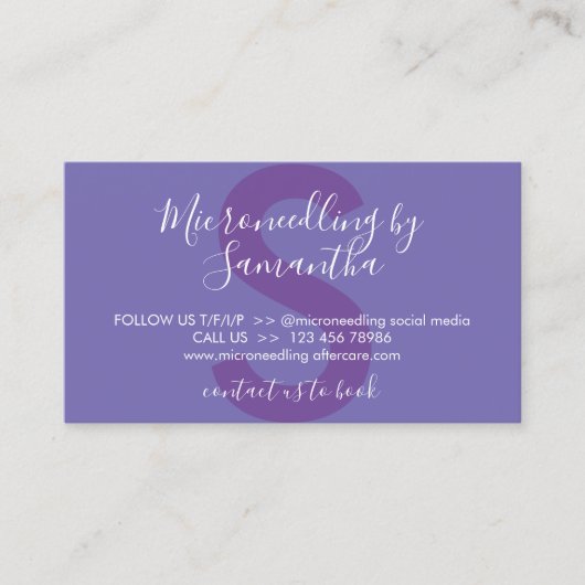 パープル薄紫マイクロニードリングアフターケア手順 名刺 (正面)