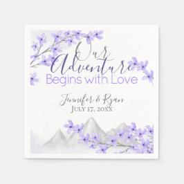 パープル薄紫マウンテン結婚ビュー スタンダードカクテルナプキン