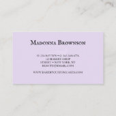 パープル薄紫ミニマルモダン主義ベーカリーデザイン 名刺 (裏面)