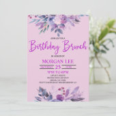 パープル薄紫ラベンダーバイオレットバースデーパーティーブランチ 招待状 (スタンド正面)