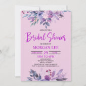 パープル薄紫ラベンダーバイオレットプラムブライダルシャワー 招待状 (正面)