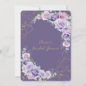 パープル薄紫ラベンダーバラフローラブライダルシャワー 招待状 (裏面)