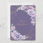パープル薄紫ラベンダーバラフローラベビーシャワー 招待状 (裏面)