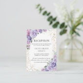 パープル薄紫ラベンダーフローラウェディングレセプション エンクロージャーカード (スタンド正面)