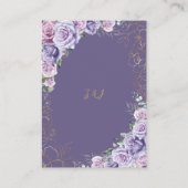 パープル薄紫ラベンダーフローラウェディングレセプション エンクロージャーカード (裏面)