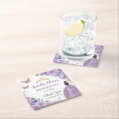 パープル薄紫ラベンダーフローラキンセアニラプリンセス スクエアペーパーコースター (インサイチュ)