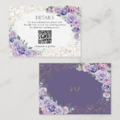 パープル薄紫ラベ結婚ンダーフローラの詳細QR エンクロージャーカード (正面/裏面)