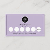 パープル薄紫ロゴモダンビジネス報酬パンチ ロイヤリティカード (正面)